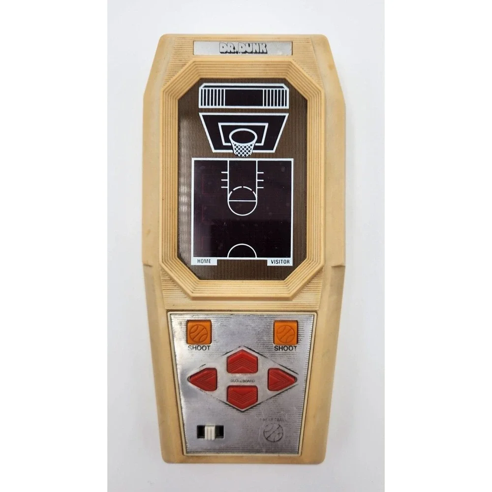 Dr. Dunk Hand Held Video Game Working Vintage Basketball Hoops Net Ball Athletic